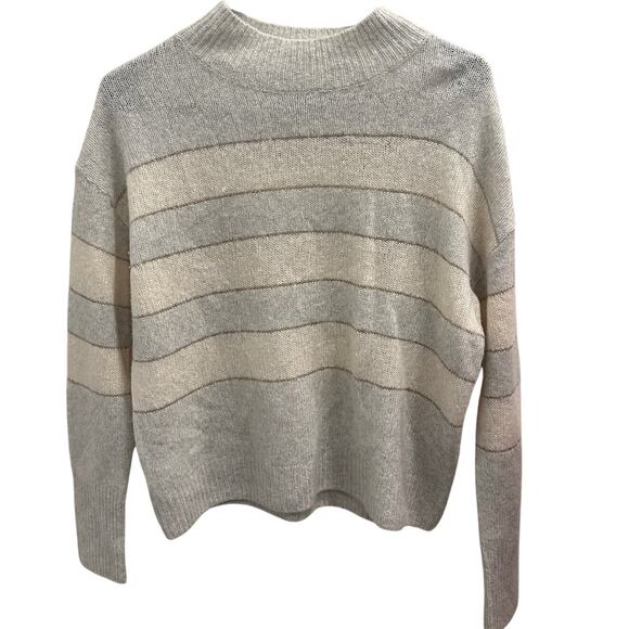 Rails Sweaters - Rails Mist Ivory Glitter Stripe Ellise Sweater Cashmere Silk‎ Blend XS Luxe Cozy